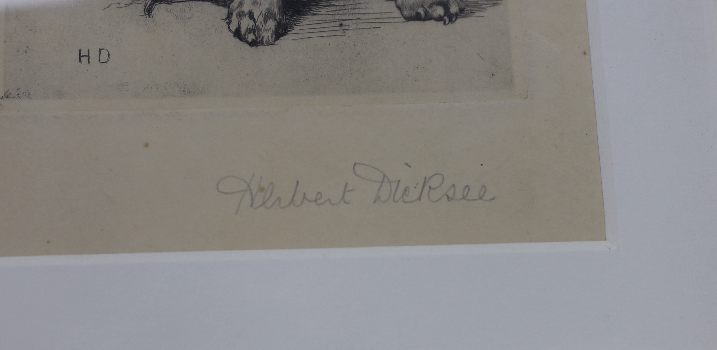 Herbert Dicksee (1862-1942), etching, 'Beauty and the Beast', signed in pencil, publ. 1888, exhibited in the Royal Academy, 25 x 33cm